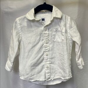 Janie and Jack baby Classic White linen Button-Up Shirt 6-12 months